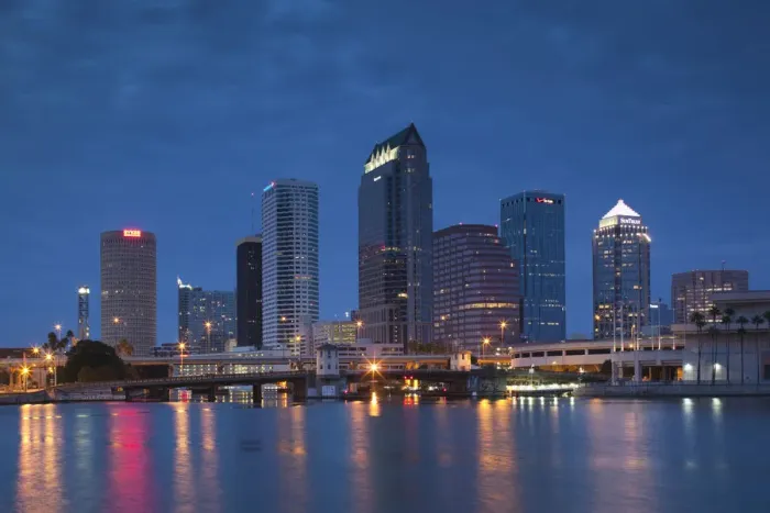 Framed Print : USA, Florida, Tampa, skyline from Hillsborough Bay Framed Print : USA, Florida, Tampa, skyline from Hillsborough Bay