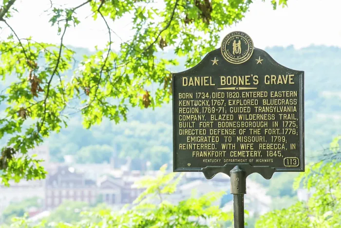 Framed Print : USA, Frankfort, Kentucky, Blue Grass Region, Daniel Boone's Grave Site, Frankfort Cemetery, Daniel Boone Was An American Pioneer And Frontiersman, Folk Hero