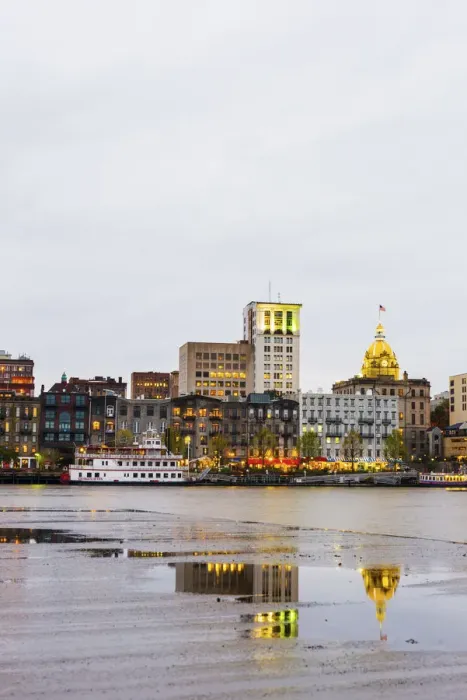 Framed Print : USA, Georgia, Savanah, Waterfront and Town hall from across the Savannah river Framed Print : USA, Georgia, Savanah, Waterfront and Town hall from across the Savannah river