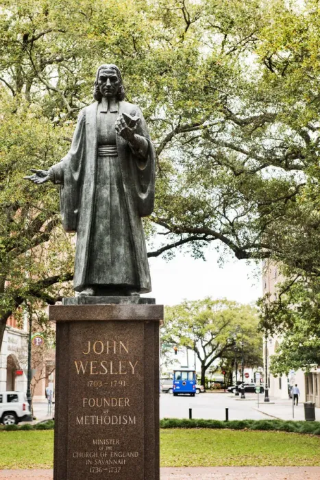 Framed Print : USA, Georgia, Savannah, Statue of John Wesley