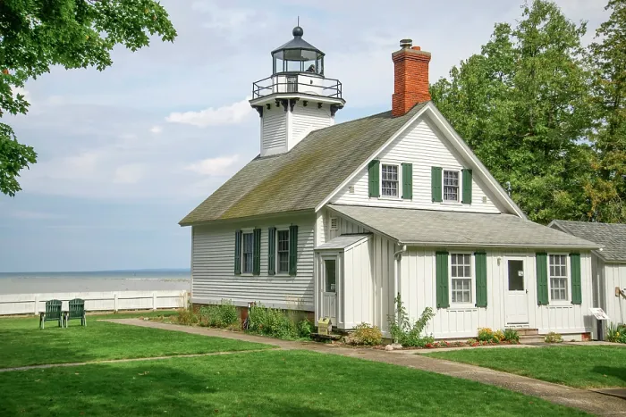 Framed Print : USA, Great Lakes, Lower Peninsula, Grand Traverse Bay, Lake Michigan, Mission Point, Lighthouse Park