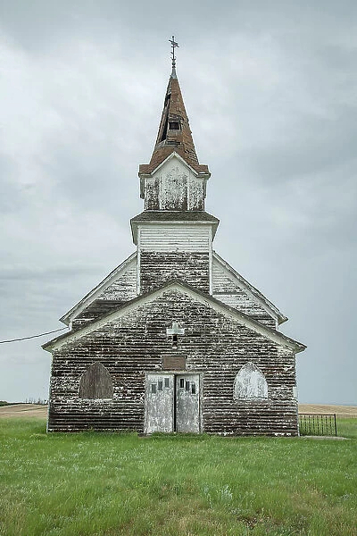 USA, Great Plains, North Dakota, Abandoned Lutheran Church