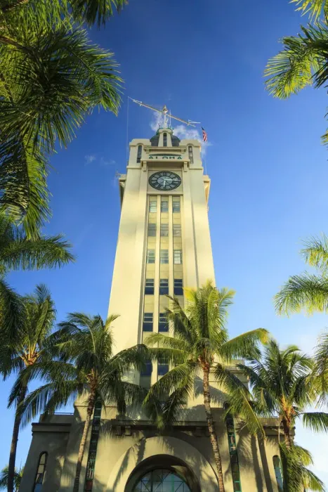 Framed Print : USA, Hawaii, Oahu, Honolulu, Honolulu Harbour, Historic Aloha Tower