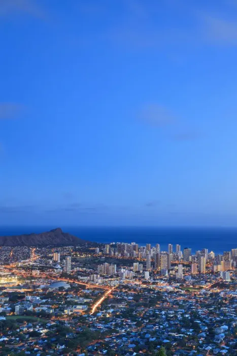 Framed Print : USA, Hawaii, Oahu, Honolulu Skyline and Diamond Head Crater, from Puu Ualakaa State Park Framed Print : USA, Hawaii, Oahu, Honolulu Skyline and Diamond Head Crater, from Puu Ualakaa State Park