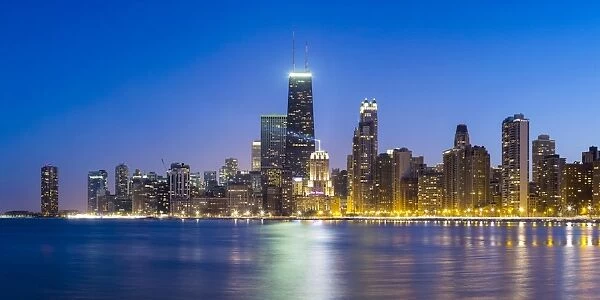 USA, Illinois, Chicago. The City Skyline from North Avenue Beach