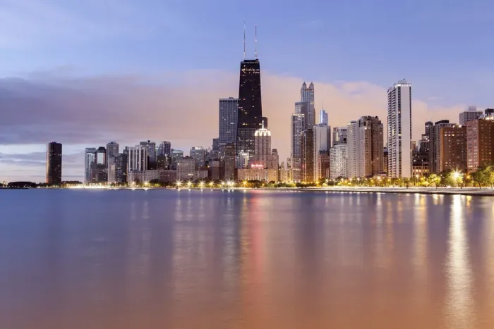 Framed Print : USA, Illinois, Chicago, The Hancock Tower and Downtown skyline from Lake Michigan Framed Print : USA, Illinois, Chicago, The Hancock Tower and Downtown skyline from Lake Michigan
