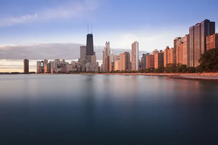 Framed Print : USA, Illinois, Chicago, The Hancock Tower and Downtown skyline from Lake Michigan Framed Print : USA, Illinois, Chicago, The Hancock Tower and Downtown skyline from Lake Michigan