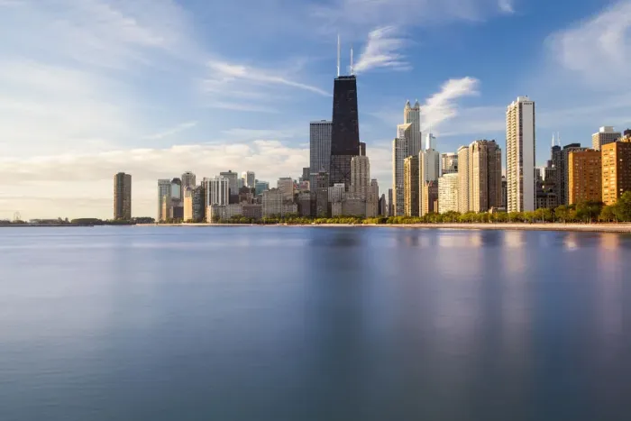 Framed Print : USA, Illinois, Chicago, The Hancock Tower and Downtown skyline from Lake Michigan Framed Print : USA, Illinois, Chicago, The Hancock Tower and Downtown skyline from Lake Michigan