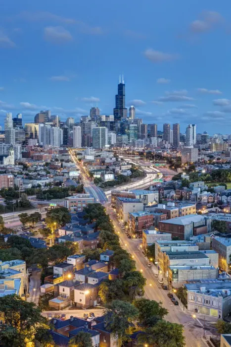 Framed Print : USA, Illinois, Chicago, The Willis Tower and City skyline Framed Print : USA, Illinois, Chicago, The Willis Tower and City skyline
