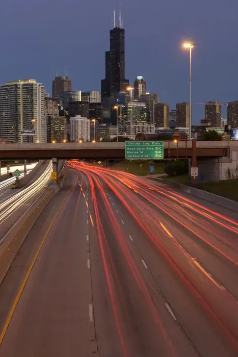 Framed Print : USA, Illinois, Midwest, Cook County, Chicago, Kennedy Freeway at night Framed Print : USA, Illinois, Midwest, Cook County, Chicago, Kennedy Freeway at night