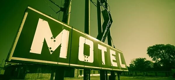 USA, Illinois, Springfield, Route 66, Derelict Motel sign