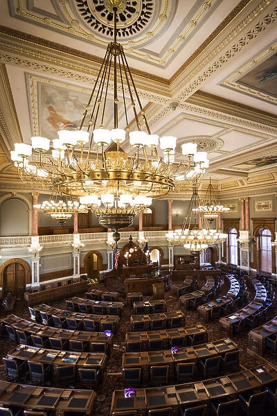 USA, Kansas, Topeka, Kansas State Capital, Chamber of the State House of Representatives