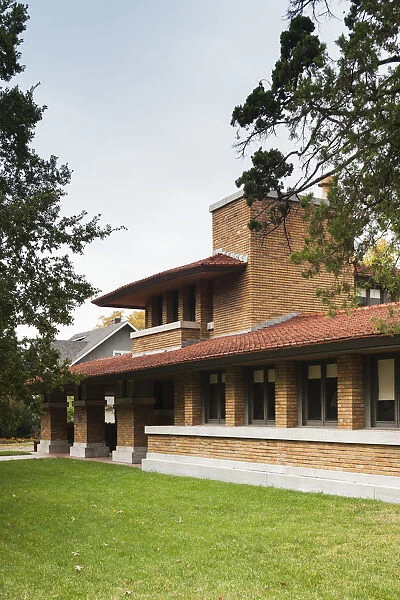 USA, Kansas, Wichita, Frank Lloyd Wright-Allen Lambe House Museum, prairie-style house