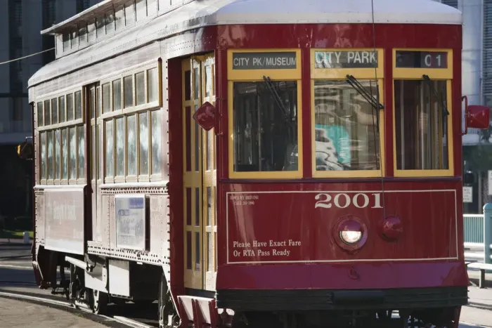 Framed Print : USA, Louisiana, New Orleans, Canal Street streetcars. morning Framed Print : USA, Louisiana, New Orleans, Canal Street streetcars. morning