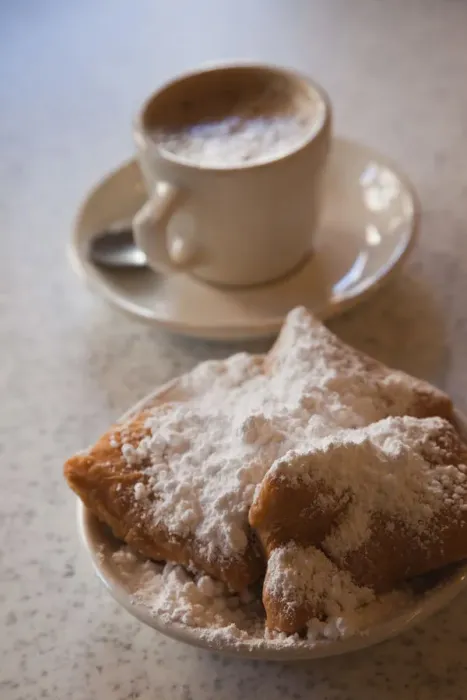Framed Print : USA, Louisiana, New Orleans, French Quarter, beignets and cafe au lait at Cafe Du Monde Framed Print : USA, Louisiana, New Orleans, French Quarter, beignets and cafe au lait at Cafe Du Monde