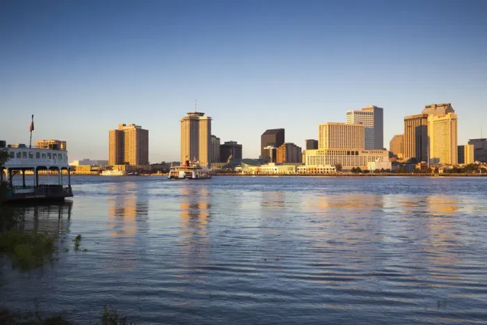 Framed Print : USA, Louisiana, New Orleans, skyline and the Mississippi River from Algiers Framed Print : USA, Louisiana, New Orleans, skyline and the Mississippi River from Algiers