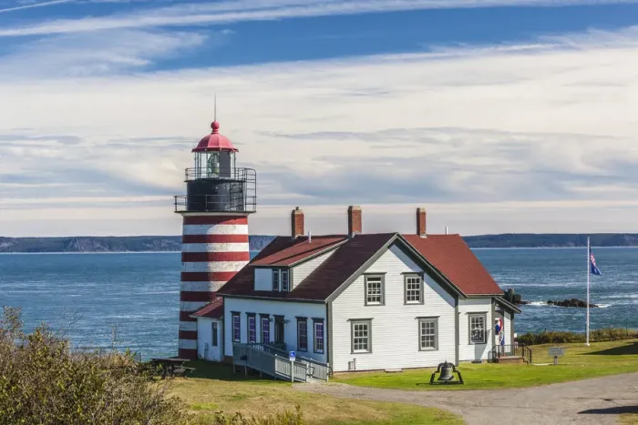 Framed Print : USA, Maine, Lubec, West Quoddy Head Llight lighthouse