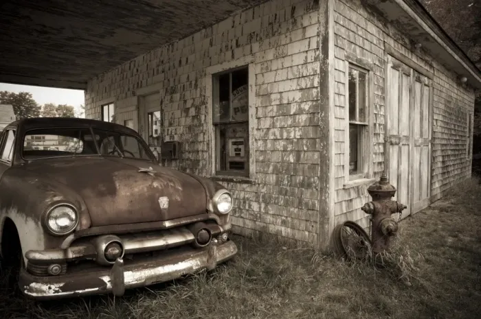 Framed Print : USA, Maine, Potter, Old Gas Station Framed Print : USA, Maine, Potter, Old Gas Station