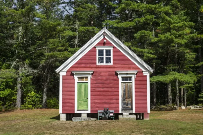 Framed Print : USA, Maine, Wells, antique schoolhouse