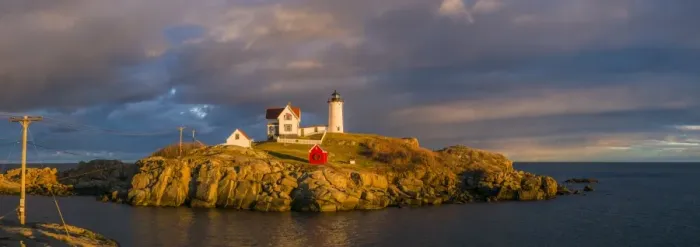 Framed Print : USA, Maine, York Beach, Nubble Light Lighthouse with Christmas decorations, sunset Framed Print : USA, Maine, York Beach, Nubble Light Lighthouse with Christmas decorations, sunset