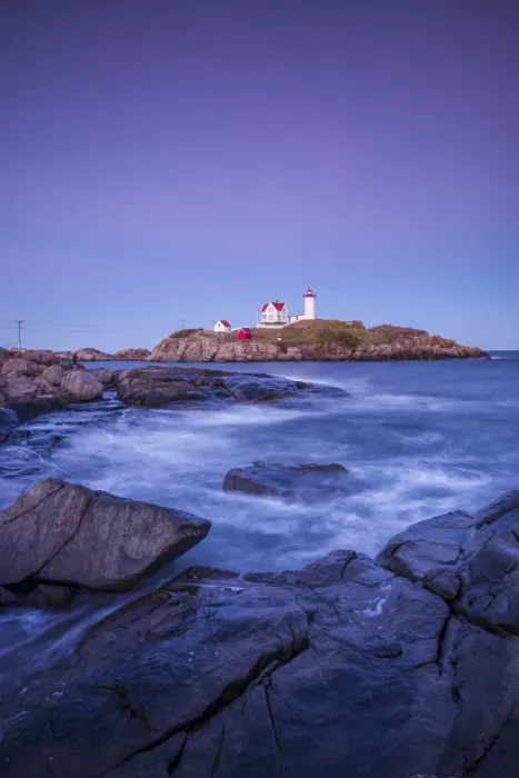 Framed Print : USA, Maine, York, Nubble Light Lighthouse, dusk Framed Print : USA, Maine, York, Nubble Light Lighthouse, dusk