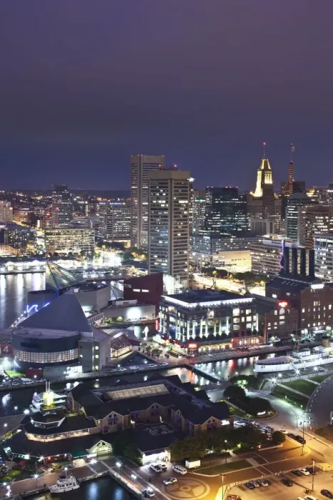 Framed Print : USA, Maryland, Baltimore, Inner Harbor and Harbor East, high angle view from Marriott Framed Print : USA, Maryland, Baltimore, Inner Harbor and Harbor East, high angle view from Marriott