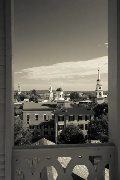 Framed Print : USA, Maryland, Frederick, town churches from city hall Framed Print : USA, Maryland, Frederick, town churches from city hall