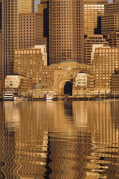 USA, Massachusetts, Boston, Financial District and Rowes Wharf