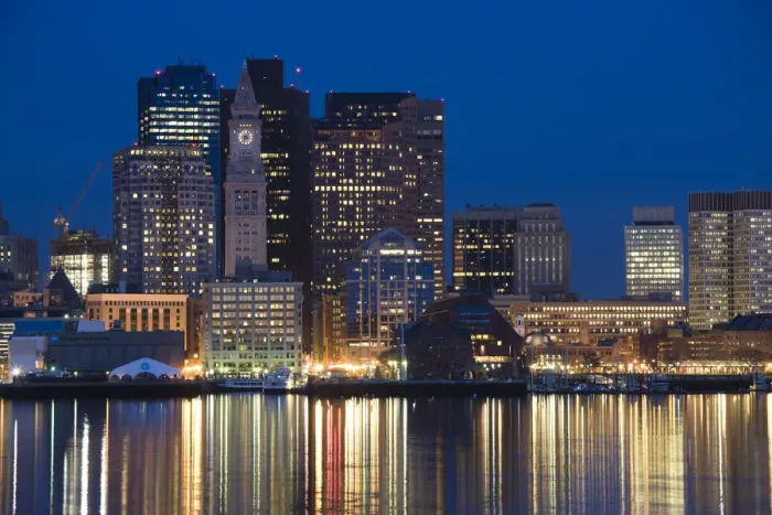 Framed Print : USA, Massachusetts, Boston, Financial District from East Boston