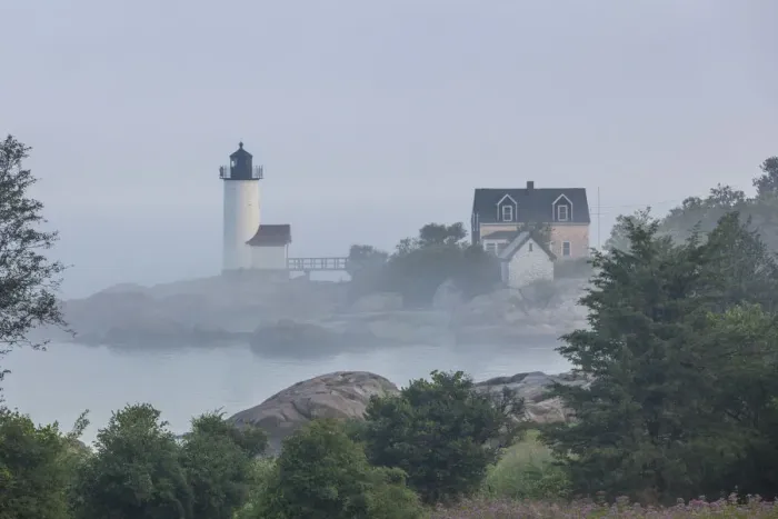 Framed Print : USA, Massachusetts, Cape Ann, Annisquam, Annisquam Lighthouse in fog Framed Print : USA, Massachusetts, Cape Ann, Annisquam, Annisquam Lighthouse in fog