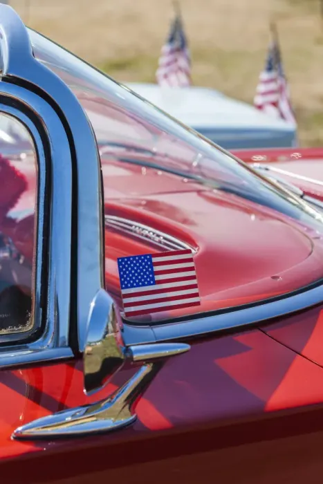 Framed Print : USA, Massachusetts, Cape Ann, Gloucester, antique car show, 1950s Chevrolet Impala