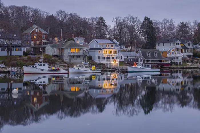 Framed Print : USA, Massachusetts, Cape Ann, Gloucester, Annisquam, Lobster Cove, early winter Framed Print : USA, Massachusetts, Cape Ann, Gloucester, Annisquam, Lobster Cove, early winter