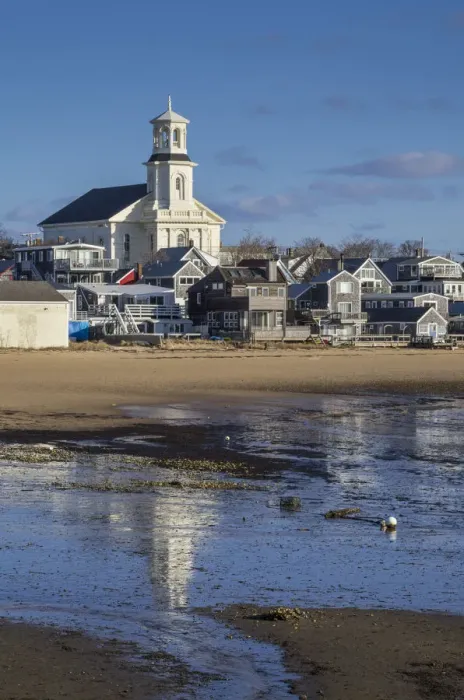 Framed Print : USA, Massachusetts, Cape Cod, Provincetown, town skyline with library, morning Framed Print : USA, Massachusetts, Cape Cod, Provincetown, town skyline with library, morning