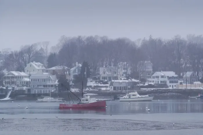 Framed Print : USA, Massachusetts, Gloucester, Annisquam, Lobster Cove, winter Framed Print : USA, Massachusetts, Gloucester, Annisquam, Lobster Cove, winter