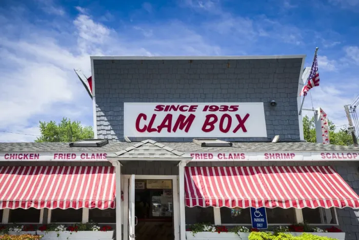 Framed Print : USA, Massachusetts, Ipswich, The Clam Box of Ipswich restaurant, exterior Framed Print : USA, Massachusetts, Ipswich, The Clam Box of Ipswich restaurant, exterior