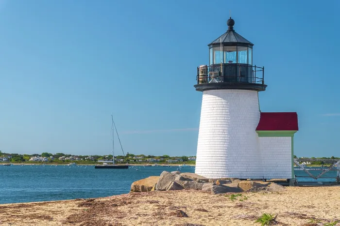 Framed Print : USA, Massachusetts, Nantucket, Nantucket Town, Brant Point, Brant Point Lighthouse