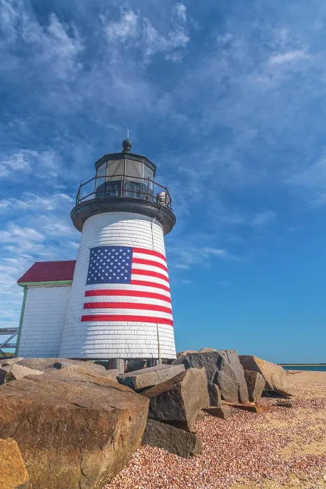 Framed Print : USA, Massachusetts, Nantucket, Nantucket Town, Brant Point, Brant Point Lighthouse
