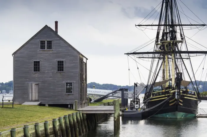 Framed Print : USA, Massachusetts, Salem, Friendship tall ship, Derby Wharf Framed Print : USA, Massachusetts, Salem, Friendship tall ship, Derby Wharf
