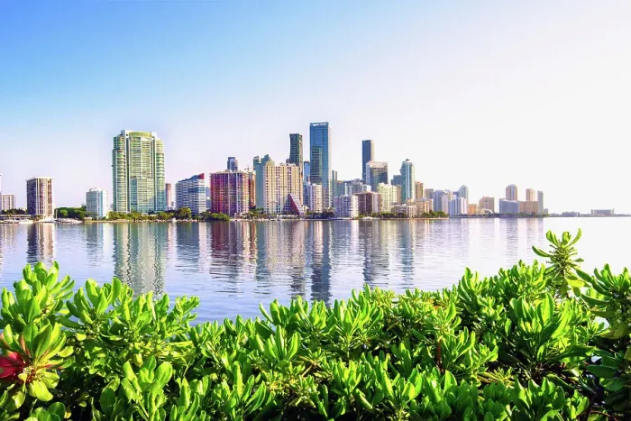 Framed Print : USA, Miami, Florida, Downtown Skyline, Biscayne Bay, Morning Framed Print : USA, Miami, Florida, Downtown Skyline, Biscayne Bay, Morning