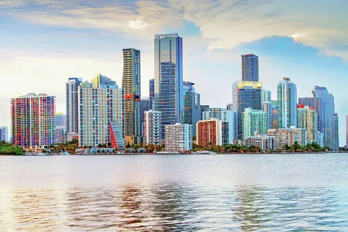 Framed Print : USA, Miami, Florida, Downtown Skyline, Biscayne Bay Framed Print : USA, Miami, Florida, Downtown Skyline, Biscayne Bay