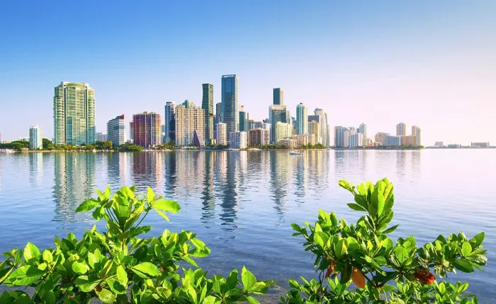 Framed Print : USA, Miami, Florida, Downtown Skyline, Biscayne Bay, Morning Framed Print : USA, Miami, Florida, Downtown Skyline, Biscayne Bay, Morning