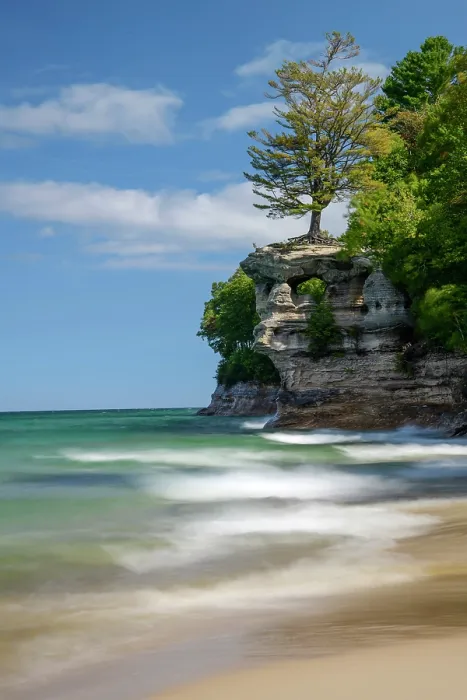Framed Print : USA, Michigan, Great Lakes, Upper Peninsula, Ontonago, Munising, Pictured Rocks National Lakeshore, tree on cliff Framed Print : USA, Michigan, Great Lakes, Upper Peninsula, Ontonago, Munising, Pictured Rocks National Lakeshore, tree on cliff