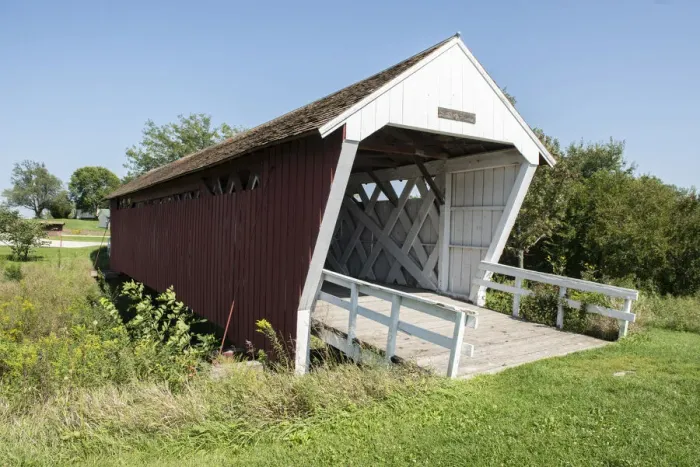 Framed Print : USA, Midwest, Iowa, Madison County, covered bridge