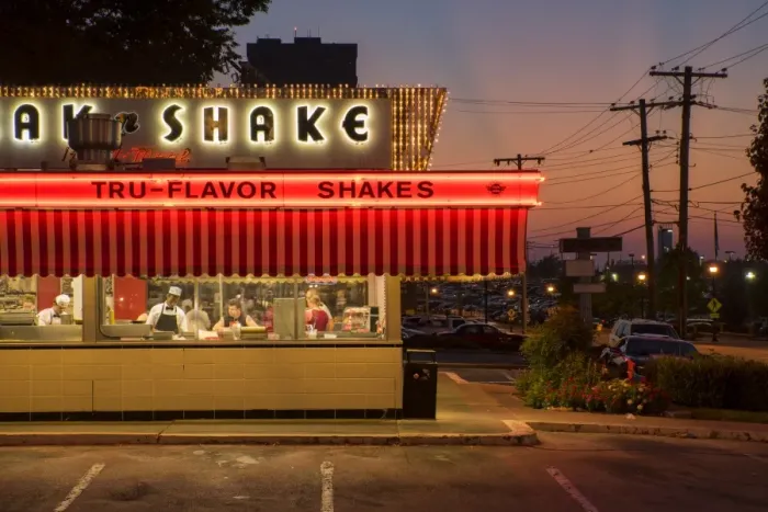 Framed Print : USA, Midwest, Missouri, Route 66, Springfield, steak n Shake restaurant