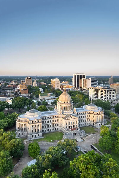 USA, Mississippi, Jackson, Capital City, State Capitol Building, Downtown Skyline