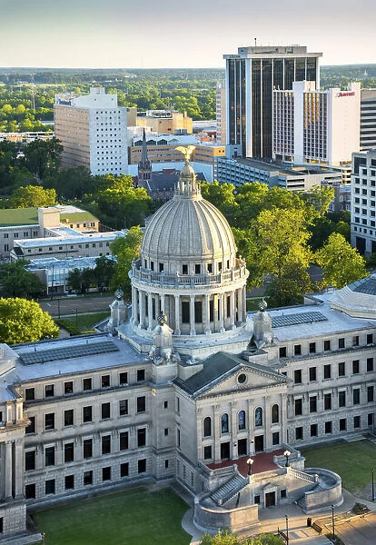 USA, Mississippi, Jackson, Capital City, State Capitol Building, Downtown Skyline