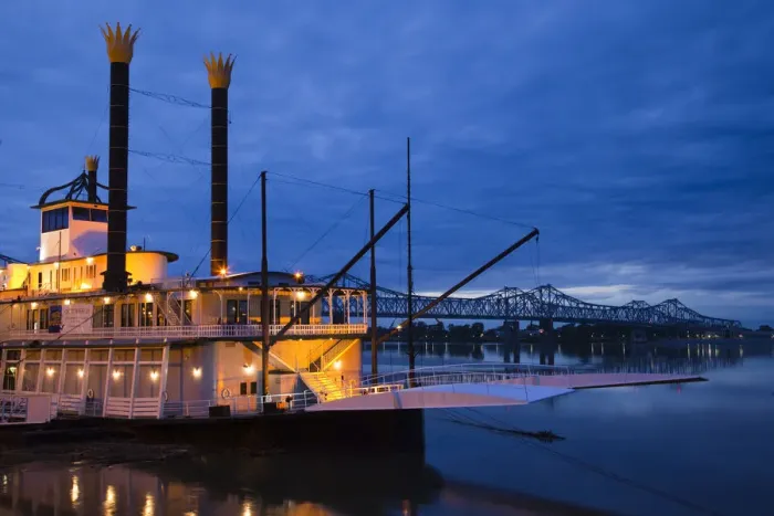 Framed Print : USA, Mississippi, Natchez, Isle of Capri Casino riverboat on Mississippi River