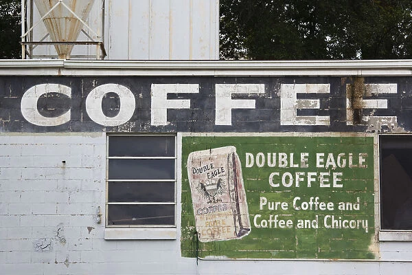 USA, Mississippi, Natchez, old coffee company wall mural