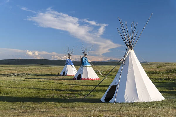 USA; Montana, Blackfeet Indian Reservation, Browning, Lodgepole Gallery and Tipi Camp (m