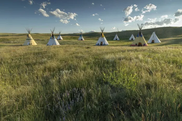 Framed Print : USA; Montana, Blackfeet Indian Reservation, Browning, Lodgepole Gallery and Tipi Camp Framed Print : USA; Montana, Blackfeet Indian Reservation, Browning, Lodgepole Gallery and Tipi Camp
